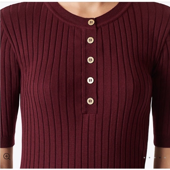 Tory Burch Luisa Short-sleeve Knit Sweater In Dark Imperial Size M - Picture 2 of 11